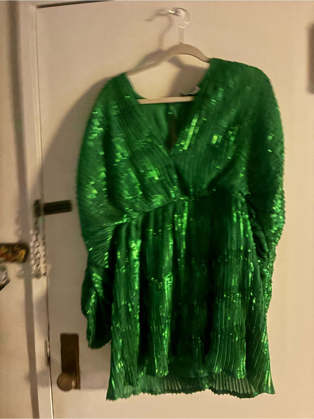ASOS Emerald Green Sequin V-Neck Mini Dress